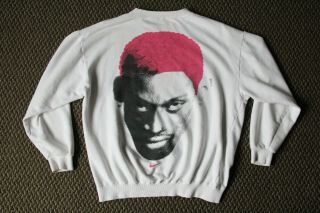 Vintage Nike Dennis Rodman Colored Hair Double Sided Crewneck Sweater Size Large