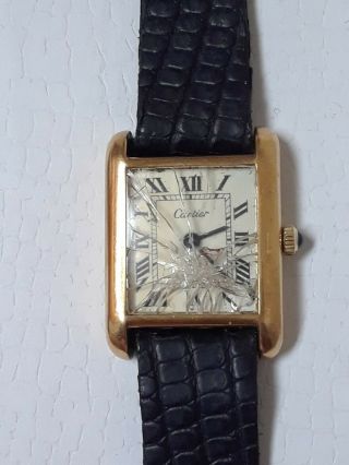 Vintage Cartier Tank Gold Plated Watch,  Needs Glass & Cleaning, .