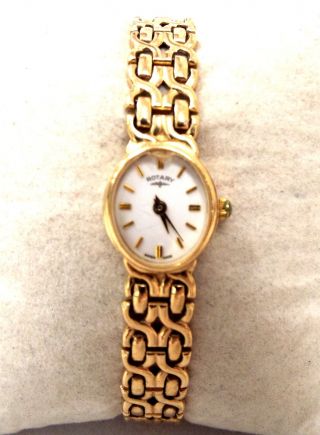 Ladies Vintage Rotary.  375 9ct Gold Case,  Bracelet Quartz Dress Wristwatch - H49