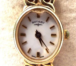 Ladies Vintage ROTARY.  375 9ct GOLD Case,  Bracelet QUARTZ Dress Wristwatch - H49 2