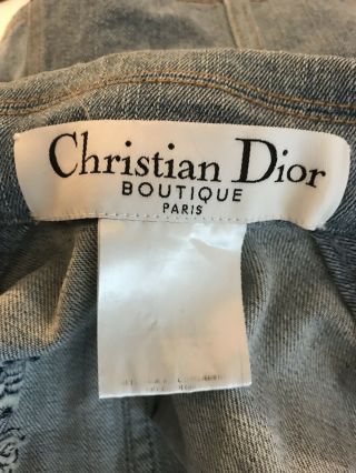 Rare Vtg Christian Dior by John Galliano Blue Embroidered Denim Jacket S 10
