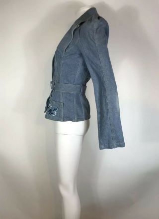 Rare Vtg Christian Dior by John Galliano Blue Embroidered Denim Jacket S 8