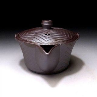AN7: Vintage Japanese Pottery Sencha Tea Pot,  Banko ware,  Leaf 3