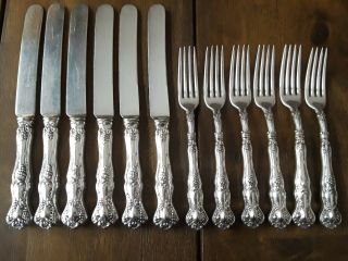 1904 Vintage Silverplate Hollow Handle Set 6 Forks And 6 Dinner Knives No Monogr