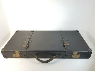 Antique Unnamed Maker Breakdown Shotgun Rifle Black Leather Gun Case Old Vintage