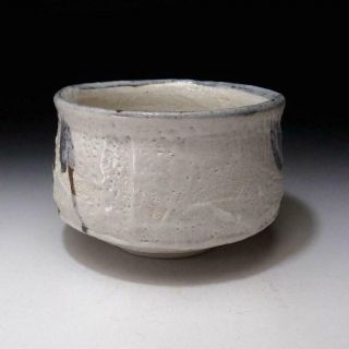 SN2: Vintage Japanese Pottery Tea bowl of Shino ware,  White glaze,  Tree 2