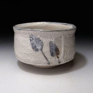 SN2: Vintage Japanese Pottery Tea bowl of Shino ware,  White glaze,  Tree 3