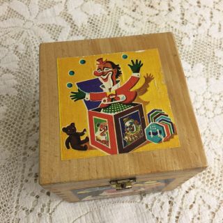 Vintage Hermann Eichhorn Jack in the Box Germany Clown Wood Paper Litho Toy 5