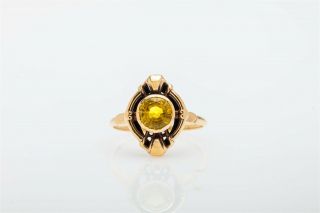 Antique 1930s Art Deco $3000 1.  50ct Natural Yellow Sapphire 10k Gold Ring