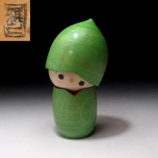 Ao8: Vintage Japanese Wooden Woman Kokeshi Doll,  Height 5.  2 Inches