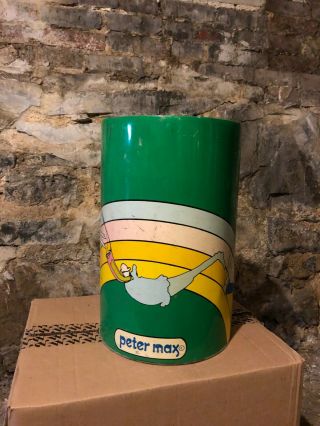 Peter Max Trash Can - Psychedelic Pop Art - Trapeze - Vintage Rare