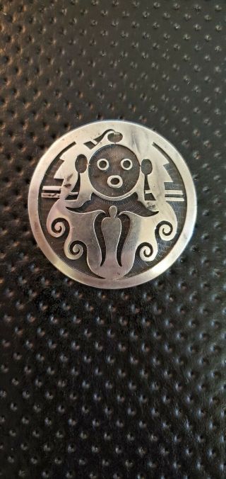 Rare Vintage Hopi Andrew Saufkie Sterling Silver Pin Brooch Pendant