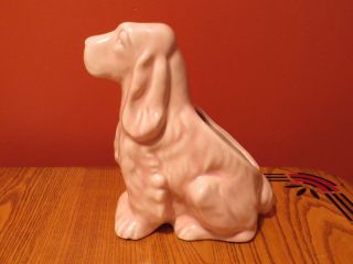 Vintage Ceramic Art Pottery Pink Planter Flower Vase Cocker Spaniel Dog C1940 
