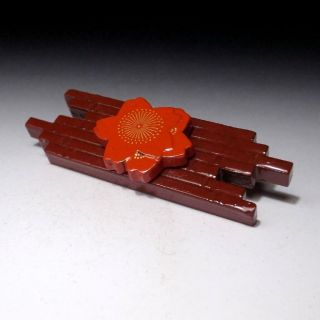 Ae1: Vintage Japanese Lacquered Wooden Incense Case,  Kogo,  Sakura On The Raft