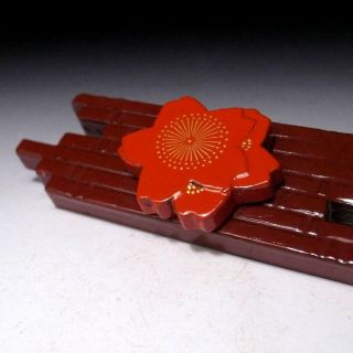 AE1: Vintage Japanese Lacquered Wooden Incense Case,  Kogo,  Sakura on the raft 3
