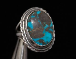 Vintage Persian Turquoise Ring Sterling Split Shank Size 6.  5 - Wt 7 Grams