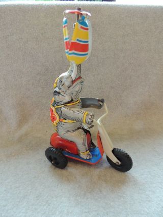 Circus Elephant On Tricycle Us Zone Germany Wind - Up Toy