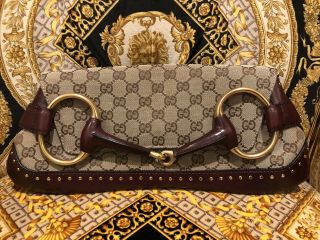 Authentic Vintage Gucci Horsebit Clutch Purse Chain Shoulder Bag Handbag