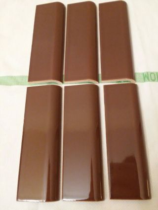 6 Vintage Chocolate Brown 2 " X 6 " Ceramic Radius Bullnose Tile By Atco Tile