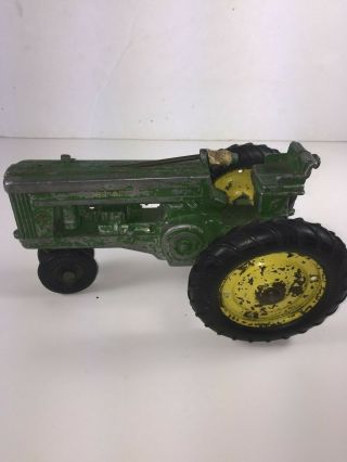 Vintage Arcade Toys Green John Deere Tractor Yellow Tires No Driver Farm Tractor