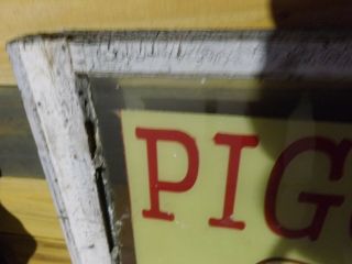 Vintage Piggy ' s BBQ Barbecue Porky ' s Restaraunt Window Sign GAS OIL COLA 2