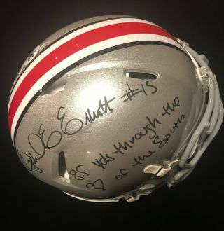 Ezekiel Elliott Signed Ohio St Speed On Field Helmet Rare 85 Yd Inscription Bas