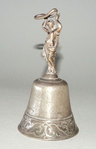 US Sterling Silver Handbell w.  Robed Female Figure Handle by Gorham (TSz) 2
