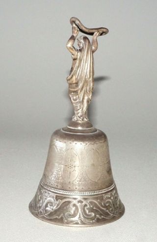 US Sterling Silver Handbell w.  Robed Female Figure Handle by Gorham (TSz) 3