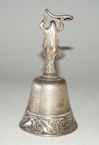 US Sterling Silver Handbell w.  Robed Female Figure Handle by Gorham (TSz) 4