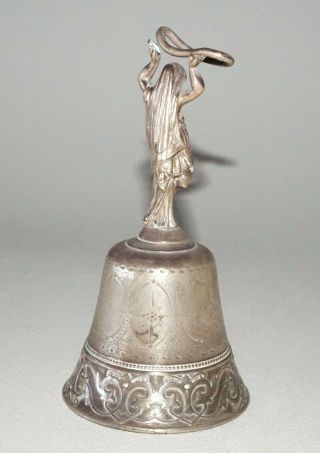 US Sterling Silver Handbell w.  Robed Female Figure Handle by Gorham (TSz) 5