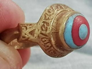 Extremely Rare Ancient Phoenician Ring.  Rare Coloured Glass Stone.  7,  9 Gr.  21 Mm
