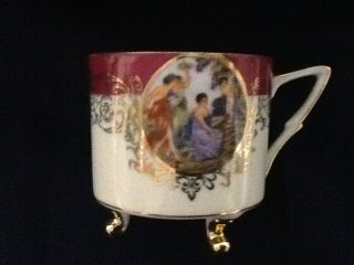 Vintage Royal Halsey 3 Footed Gold Trim Teacup and Saucer 3
