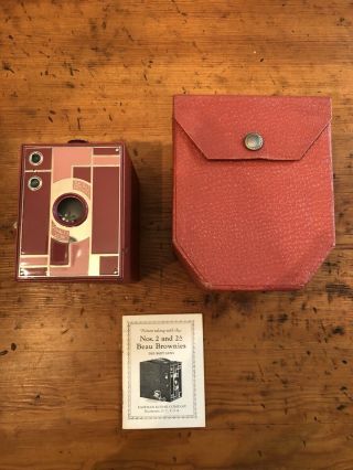 Very Rare Kodak No.  2 Rose Beau Brownie And Paperwork Cond 2