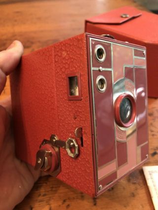 Very Rare Kodak No.  2 Rose Beau Brownie And Paperwork Cond 4