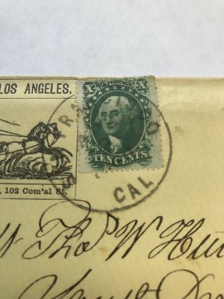 Rare 1860 Butterfield Overland Stage Cover From San Francisco ”Via Los Angeles” 3