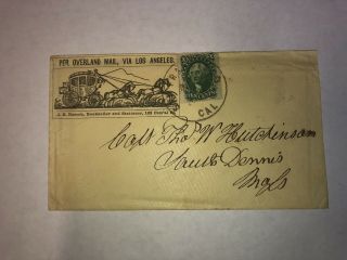 Rare 1860 Butterfield Overland Stage Cover From San Francisco ”Via Los Angeles” 6