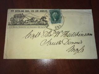 Rare 1860 Butterfield Overland Stage Cover From San Francisco ”Via Los Angeles” 8