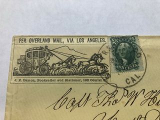 Rare 1860 Butterfield Overland Stage Cover From San Francisco ”Via Los Angeles” 9