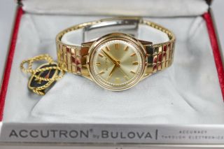 Vintage Bulova Accutron No 1979 Gold Filled Watch Jb Champion Band Box Tag Guide