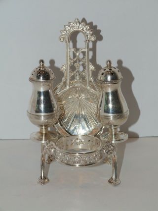 Antique Victorian Silver Plated Napkin Ring/ Condiment Set