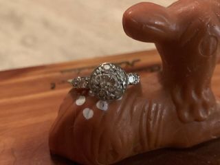 Diamond Engagement Ring Art Deco Antique 14k White Gold Size 8