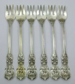 6 " Francis I " Reed Barton Sterling Silver Solid Olive & Pickle Forks No Monogram