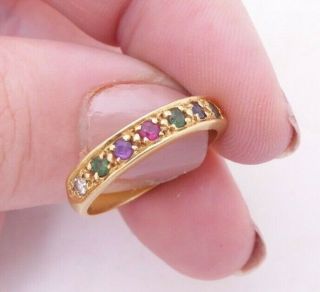 Fine 18ct/18k Gold Multi Gemstone Dearest Ring,  750