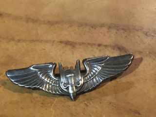 Wwii Us Aerial Gunner Wings Sterling Silver 1 1/2” Size Ww2