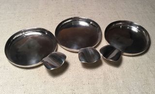 The Kalo Shop Antique Chicago Hand Wrought Sterling Silver Set 3 Ash Trays 6
