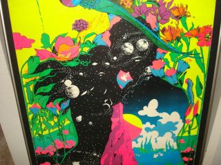 Vintage Zephyr Blacklight Poster Psychedelic Space Planets Third Eye 1970 Nos