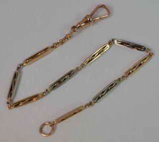 Victorian 9ct Gold Fancy Link Pocket Watch Chain 7 1/4 " Long Bracelet T0931
