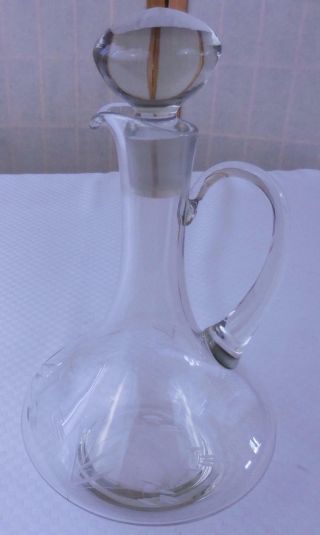 Vintage Clear Etched Glass Decanter Bottle W/stopper 12,  " Tall