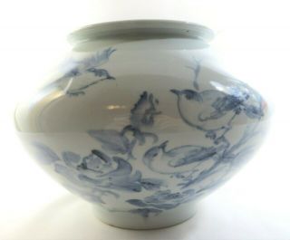 Vtg ANTIQUE Glossy PORCELAIN Hand Painted CHINESE VASE BIRDS FLOWERS SIGNED Rare 2