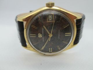VINTAGE GIRARD PERREGAUX GYROMATIC DATE GOLDPLATED MENS WATCH 5